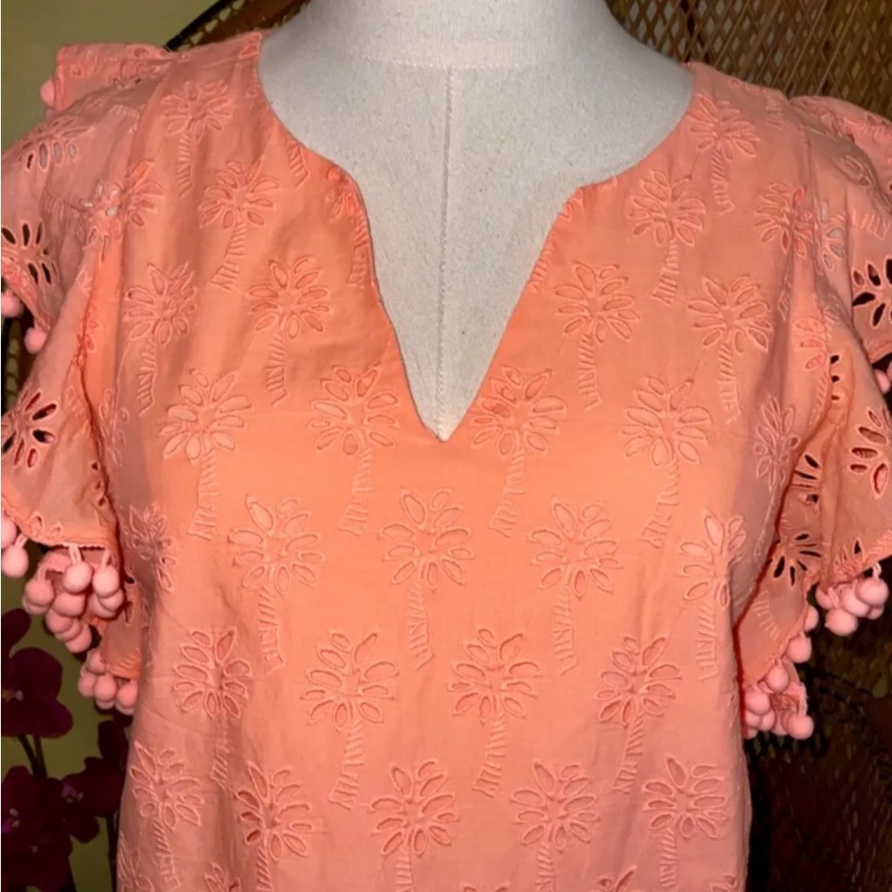Lilly Pulitzer NWT Astara Eyelet Shift Dress Peach 🍑 Flamingo Palm Size XS - Picture 3 of 15
